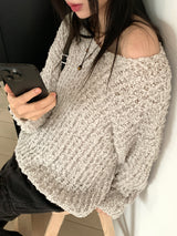ルピナスブルゾンラウンドロングスリーブニット