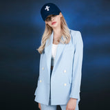 Black cross logo over fit buckle cap NAVY