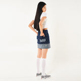 フェンススイングデニムミニスカート / FENCE SWING DENIM MINI SKIRT (BLUE)