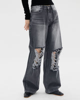 グランジワイドパンツ/no.1859 Grunge Black Blue Wide Pants