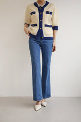 スパンロングブーツカットデニムパンツ / SAND BLUE JEANS / SPAN LONG BOOTSCUT DENIM PANTS