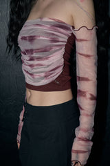 マーブルオフショルダートップ/marble off shoulder top - wine