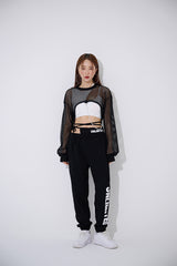 メッシュクロスクロップスウェットシャツ/TOP(9368) Mesh Cross Crop Sweatshirt