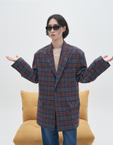 Peaked Lapel Check Pattern Blazer (6596179001462)