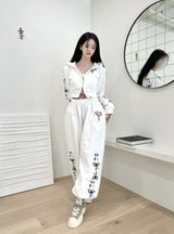 ハートクロップフードジップアップ/[High quality] 847. Heart crop hood zip up (2color)