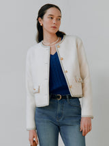 GOLD BUTTON TWEED JACKET IVORY