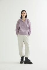 HALF ZIP UP PUNCHING ARGYLE SWEATER LAVENDER (6613773844598)
