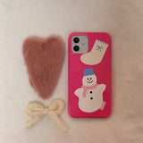 snowman pungpung hard phone case(glossy hot pink)