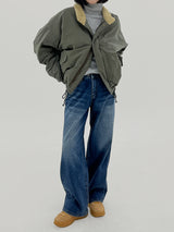 ウールショートパッデッドジャンパー/Wool short padded jumper (2color)