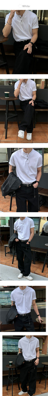 [MUSCLE FIT] ベーシックマッスルヘンリーネックハーフスリーブ