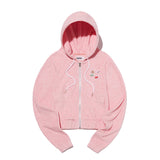 チェリークロップテリーフーディージップアップ／CHERRY CROP TERRY HOODIE ZIP UP [SALMON PINK]