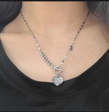 ハートエンジェルトグルバーボールドネックレス/ejj Heart Angel Toggle Bar Bold Necklace