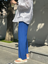リブワイドプリーツパンツ/Rib Wide Pleats Pants (4 colors)
