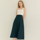コットンプリーツAラインスカート / Cotton Pleats A-Line Long Skirt (Black)