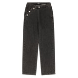 ボタンドストレートデニムジーンズ / BUTTONED STRAIGHT BLACK GRAY DENIM JEAN [6879]