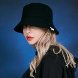 Herringbone label bucket hat BLACK