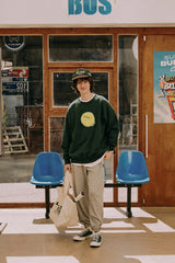 テニスボールスウェットシャツ・ダークグリーン［ユニセックス］/ Tennis Ball Unisex Dark Green Sweat Shirt