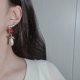 ハートラブウィングイヤリング / Red Heart Love Wing Earring