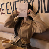 [BELLIDE MADE] Solid Standard Semi-Crop Knit Zip-Up