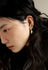 double tear earring - silver