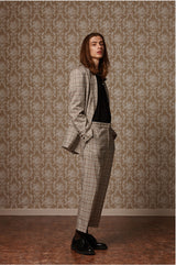 Cropped slacks - Beige check (4622120353910)