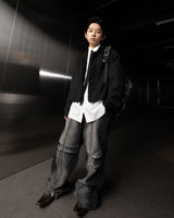 ロングジッパー デニムパンツ / Long Zipper Denim Pants (Black)
