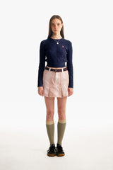 スモールチェリーケーブルクロップニット／SMALL CHERRY CABLE CROP KNIT [DARK NAVY]