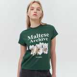 マルチーズアーカイブTシャツ/Maltese archive half sleeve tshirt women