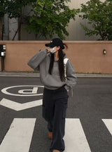 [BELLIDE MADE] Vintage Pigment Crop Hoodie