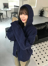 Corbin knit hood zip up