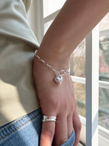 [92.5silver] heart toggle bracelet