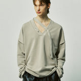 vネックレイヤードストリングピアススウェット / v-neck layerd string pierced mtm mocha