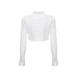 ネクタイチェーンクロップシャツ/0 1 necktie chain crop shirt - WHITE