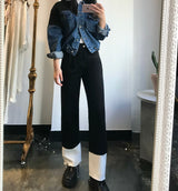 セミワイドフィットデニムパンツ/SEMI WIDE FIT BLACK+WHITE DENIM PANTS [17723]
