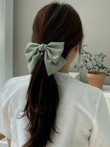 oar Vintage Cameo Satin Wide Ribbon Barrette [Green]
