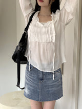 ツカダメージブラシウォッシングミニデニムスカート/Tsuka Damage Brush Washing Mini Denim Skirt