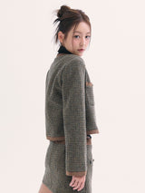 Leona tweed jacket BROWN