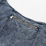 Washed Denim Shoulder Bag (Blue)