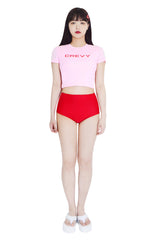 ロゴクロップスパンショートスリーブTシャツ/crevy logo crop spandex short sleeve tee (light pink)