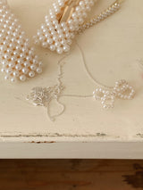 アイレットリボンパールネックレス / [925silver] Eyelet ribbon pearl necklace