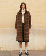 キャッシュウールブレンドローブコート/RCH cashwool blended robe coat check brown