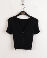 オッターオールインワンブックレットホルタースリーブレス半袖カーディガン/ Otter all-in-one booklet halter sleeveless knit short-sleeved cardigan