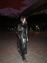 Double leather long coat