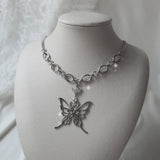 [IDLE Miyeon Necklace] Princess Butterfly Chain Semi Choker Necklace