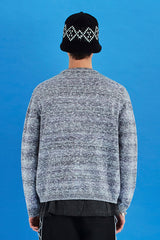 FLOWER GRADATION STRIPE KNIT / GREY