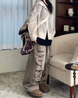 Hoshi mesh hooded knit zip-up