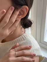 [92.5silver] line heart earrings