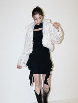 Leopard Crop Fur Jacket (WHITE)