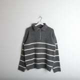 アザーボーダーハーフジップアップニット / Other Border Half Zip Up Knit (3color) (6660749131894)