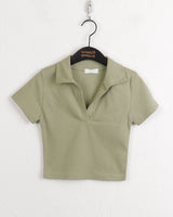 トゥーティーpkカラークロップド半袖Tシャツ / Tootie pk collar cropped short sleeve T-shirt